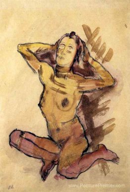 Femelle nue assise sur le sol