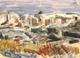 Paysage méridional avec des ruines