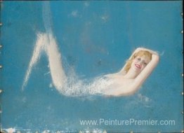 Étude d'une pin-up émergeant du bleu
