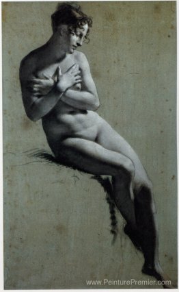 Dessin de nue femelle au charbon de bois et à la craie