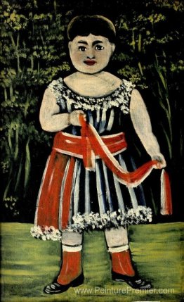 Petite fille avec un arc rouge