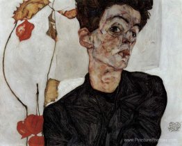 Autoportrait avec des fruits de lanterne chinois
