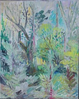 La maison d'artistes à travers les arbres