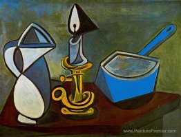 Jug, bougie et poêle émail