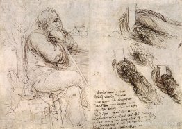 Un homme assis, et études et notes sur le mouvement de l'eau