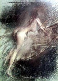 Jeune femme entrant dans le bain