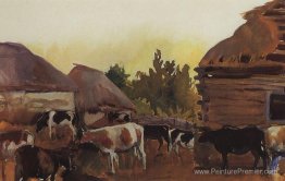 Ferme animale dans le village Neskuchnoye