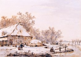 Paysage d'hiver avec ferme