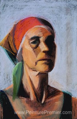 Autoportrait avec un kerchief rouge