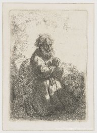 Saint Jérôme à genoux dans la prière, en regardant vers le bas