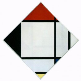 Composition de losange avec rouge, noir, bleu et jaune