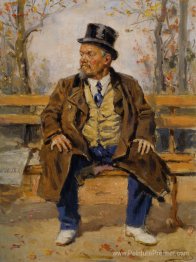 Portrait d'un homme assis sur un banc de parc