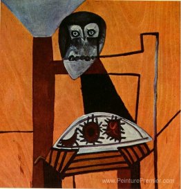 Hibou sur une chaise et des oursins