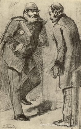 Général, nécessitant des chevaux. Sketch pour la peinture «La sc