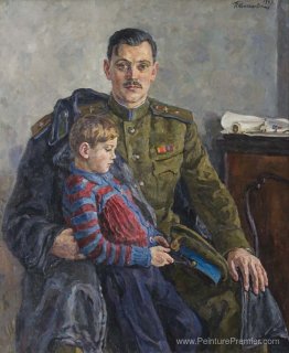 Portrait de Sergei Vladimirovich Mikhalkov avec son fils