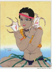 Basilio, Jeune Garcon de Saipan Tenat des Coquillages. Mariés