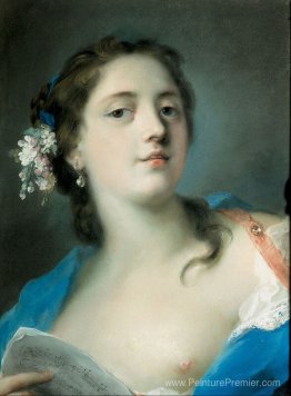 La chanteuse Faustina Bordoni avec une partition musicale