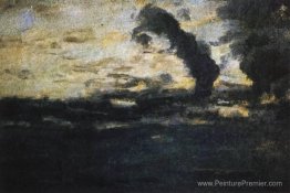 Ciel nuageux. Crépuscule.