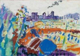 Paysage d'été avec des travaux de gaz Schlieren