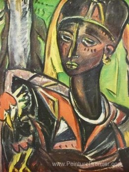 Femme Zanzibar avec poulet