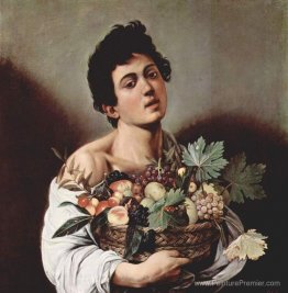 Garçon avec un panier de fruits