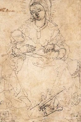 Madonna et enfant sur un banc en pierre