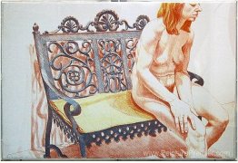Fille sur banc en fer