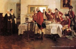 Soldats du manteau rouge grillant les dames de la maison