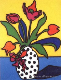 Tulipes et vase tachetée