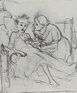 Mère avec enfant malade