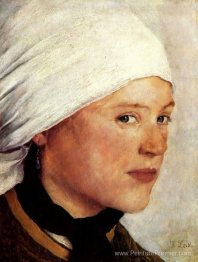 Bauernm?dchen mit wei?em Kopftuch