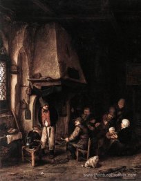 Intérieur d'une ferme avec des patineurs