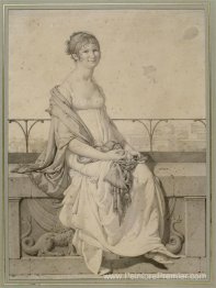 Portrait de Mlle Barbara Bansi assise dans un paysage italien