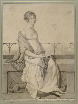 Portrait de Mlle Barbara Bansi assise dans un paysage italien