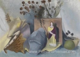 Nature morte avec coquille et image d'un saint