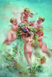 Cupides avec des fleurs