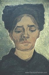 Tête d'une paysanne avec une casquette sombre