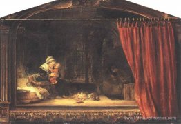 Sainte Famille avec un rideau