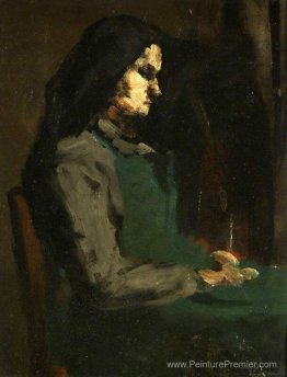 Femme avec un tablier vert