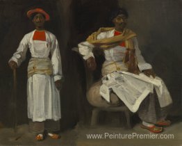 Deux vues d'un Indien depuis Calcutta, assis et debout