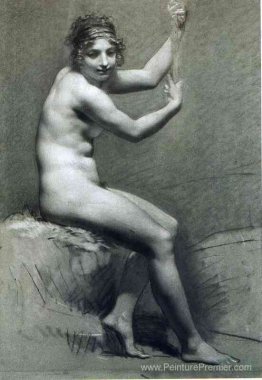 Dessin de nue femelle au charbon de bois et à la craie