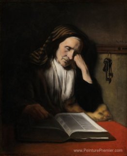 Une vieille femme somnolant un livre