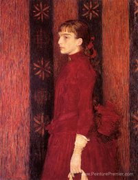Portrait d'une jeune fille en rouge