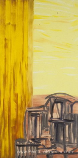 Ville avec ciel jaune