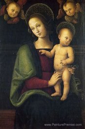 Madonna et enfant avec deux chérubins