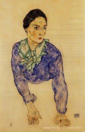 Portrait d'une femme avec une écharpe bleue et verte