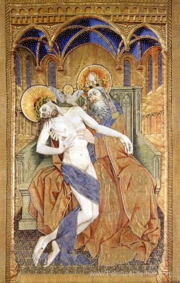 Holy Trinity Gold, Silver and Silk Embroidery, Pearls, Glass Wad