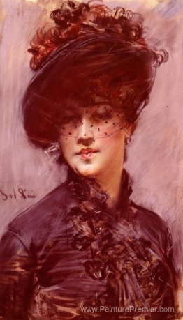 Dame avec un chapeau noir