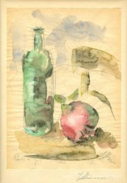 Nature morte avec grenade, bouteille et chaise