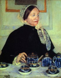 Dame à la table de thé